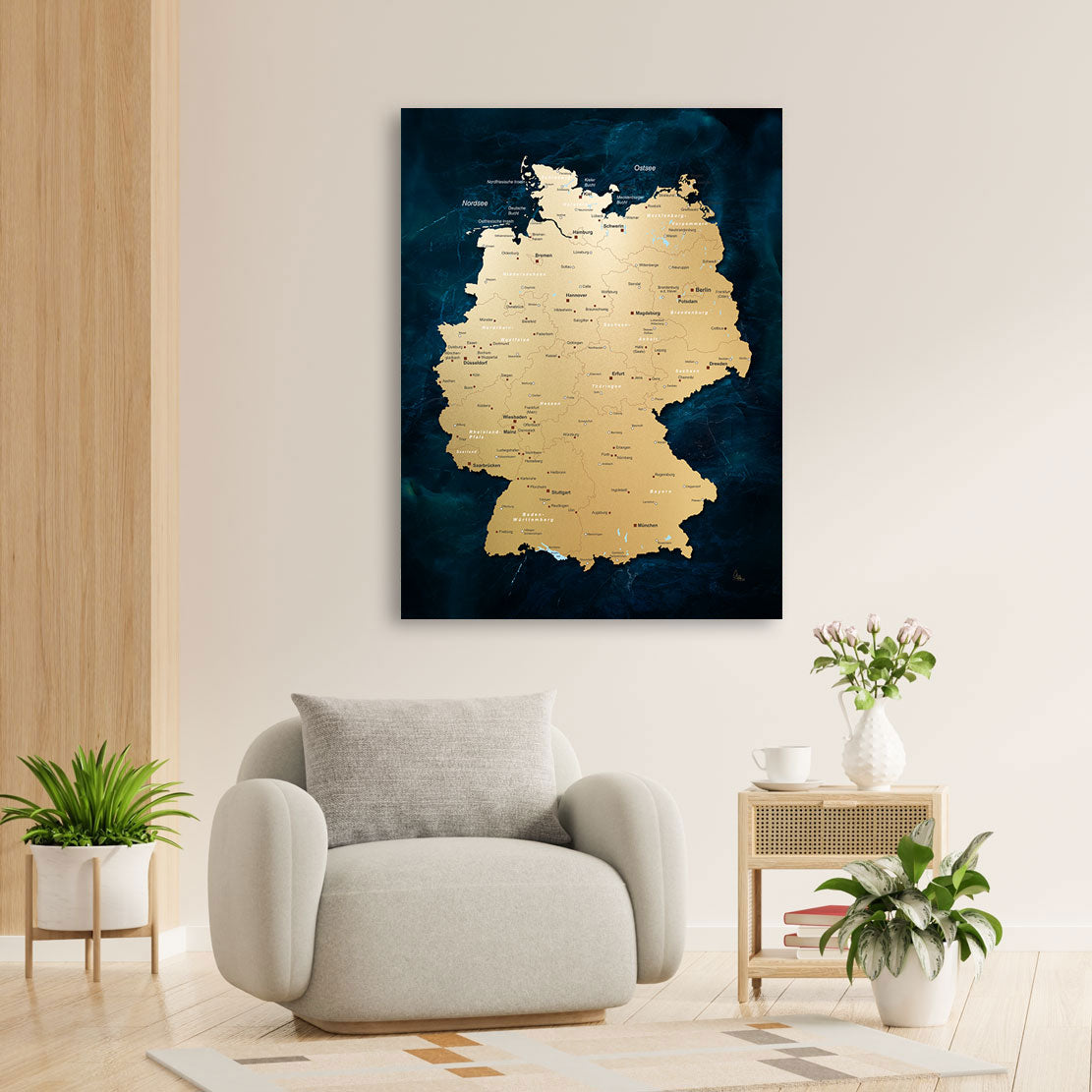 Deutschland Karte Ocean Style Wandbild