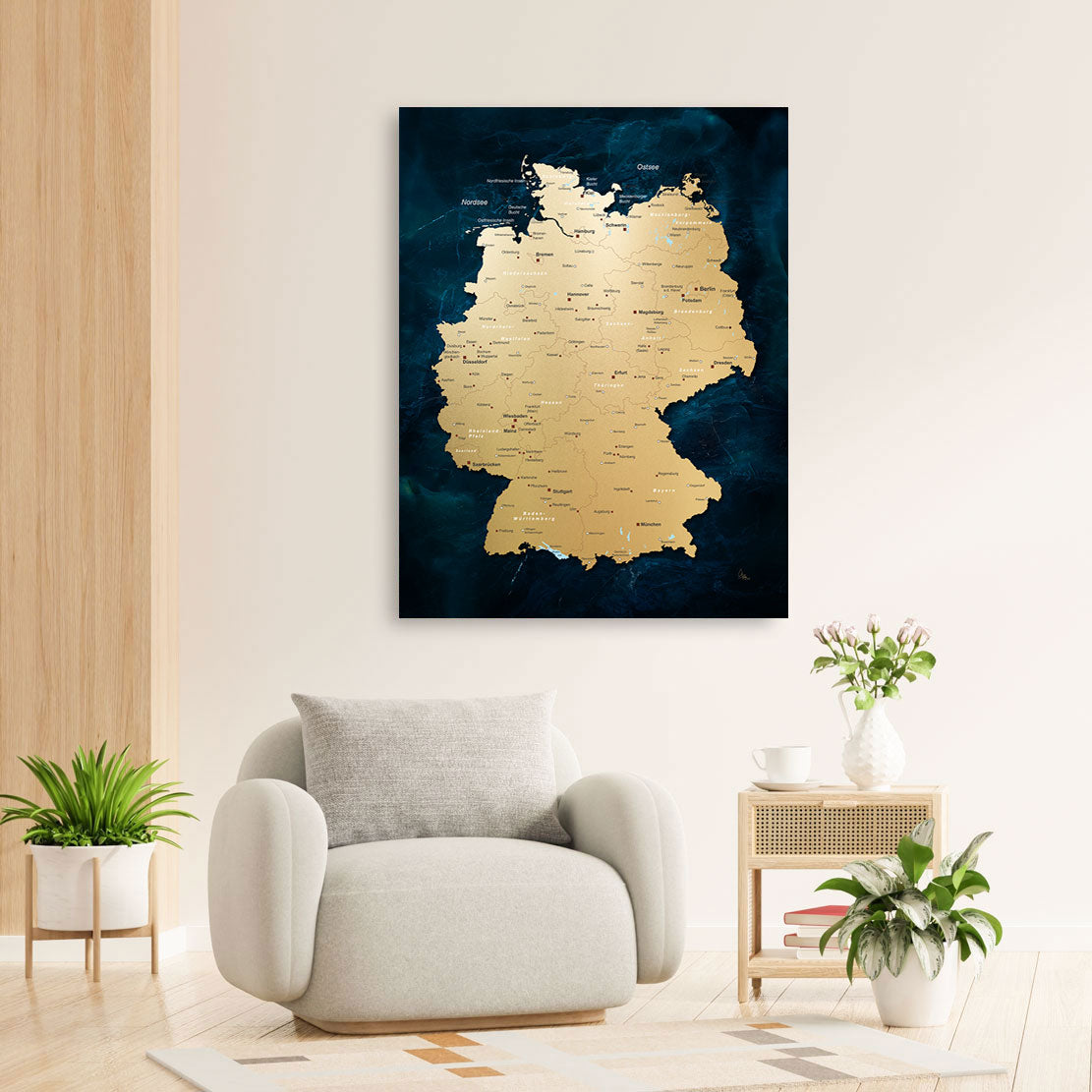 Deutschland Karte Ocean Style Wandbild