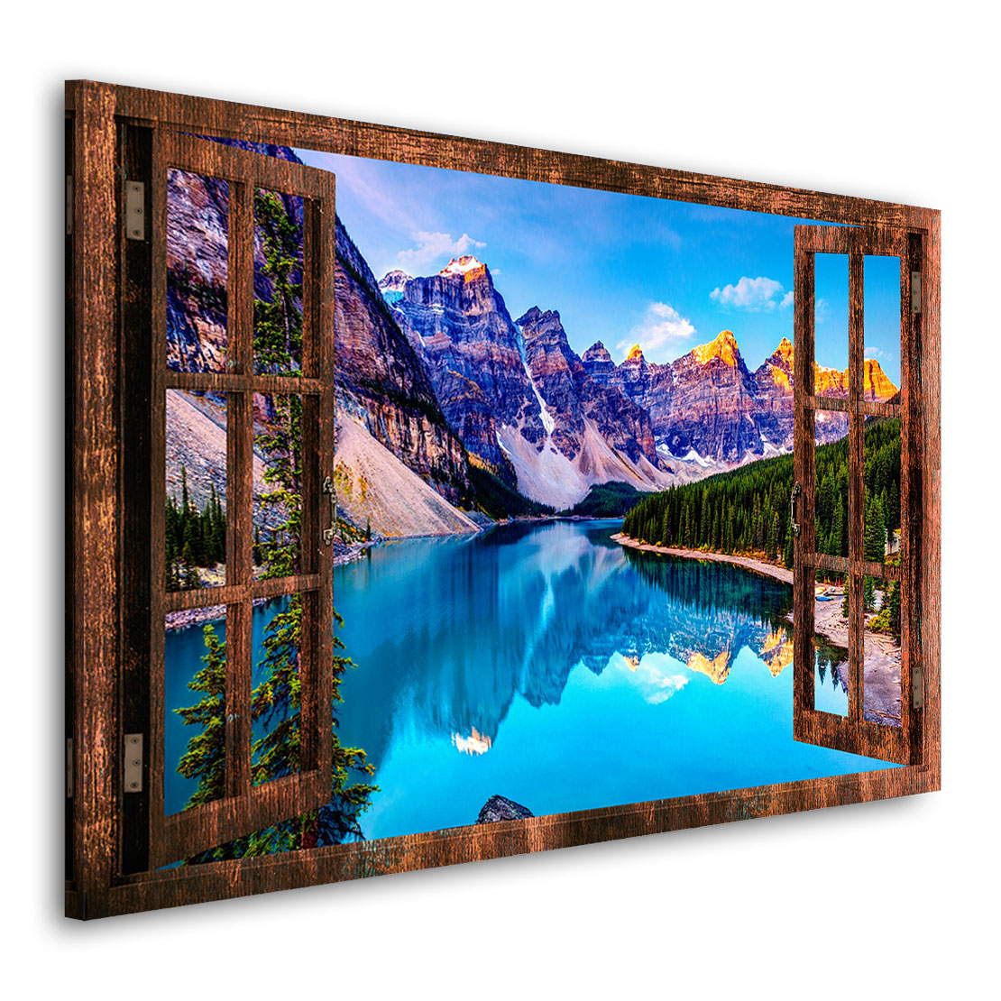 Wandbild Bergsee Fensterblick