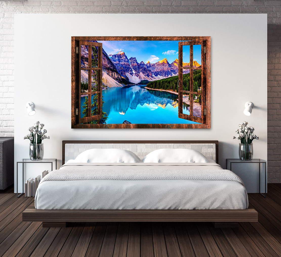 Wandbild Bergsee Fensterblick