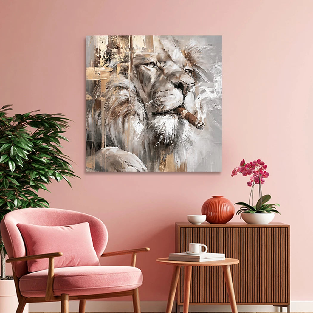 Löwe mit Zigarre Wandbild