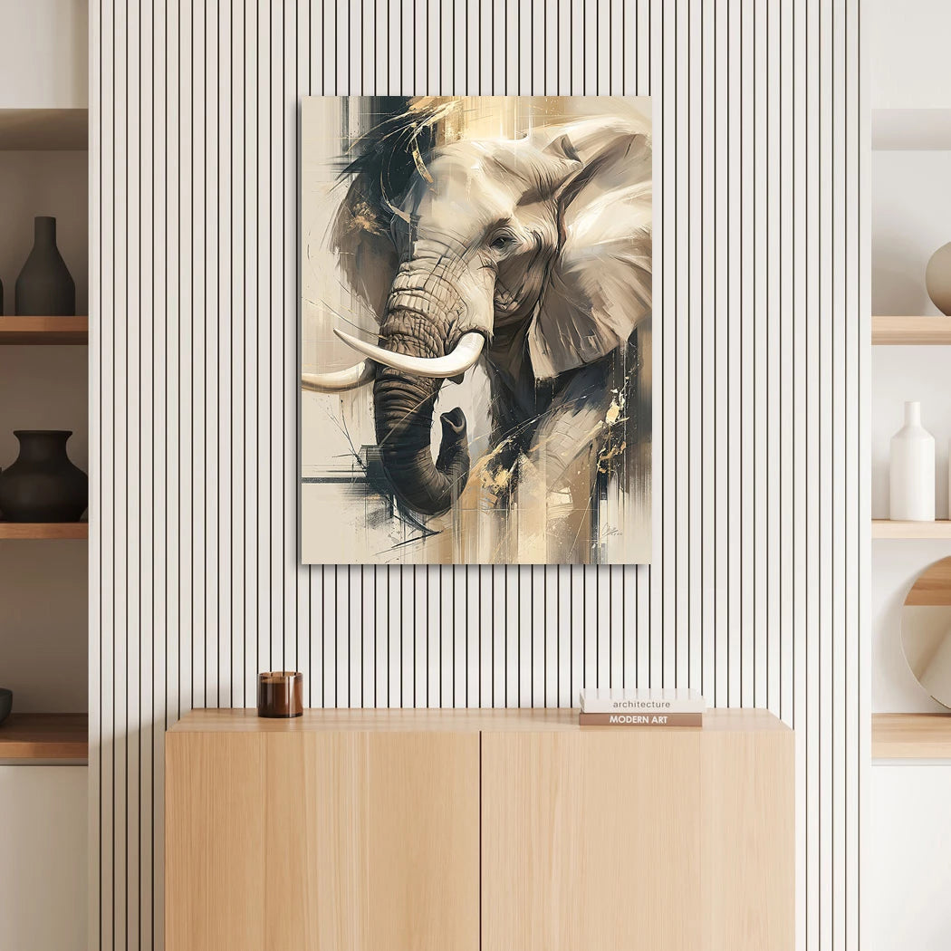 Elefant in Gold Wandbild