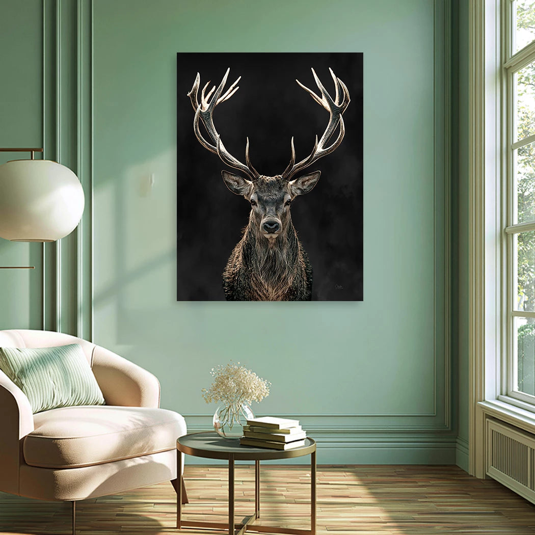 Hirsch Black Edition Wandbild