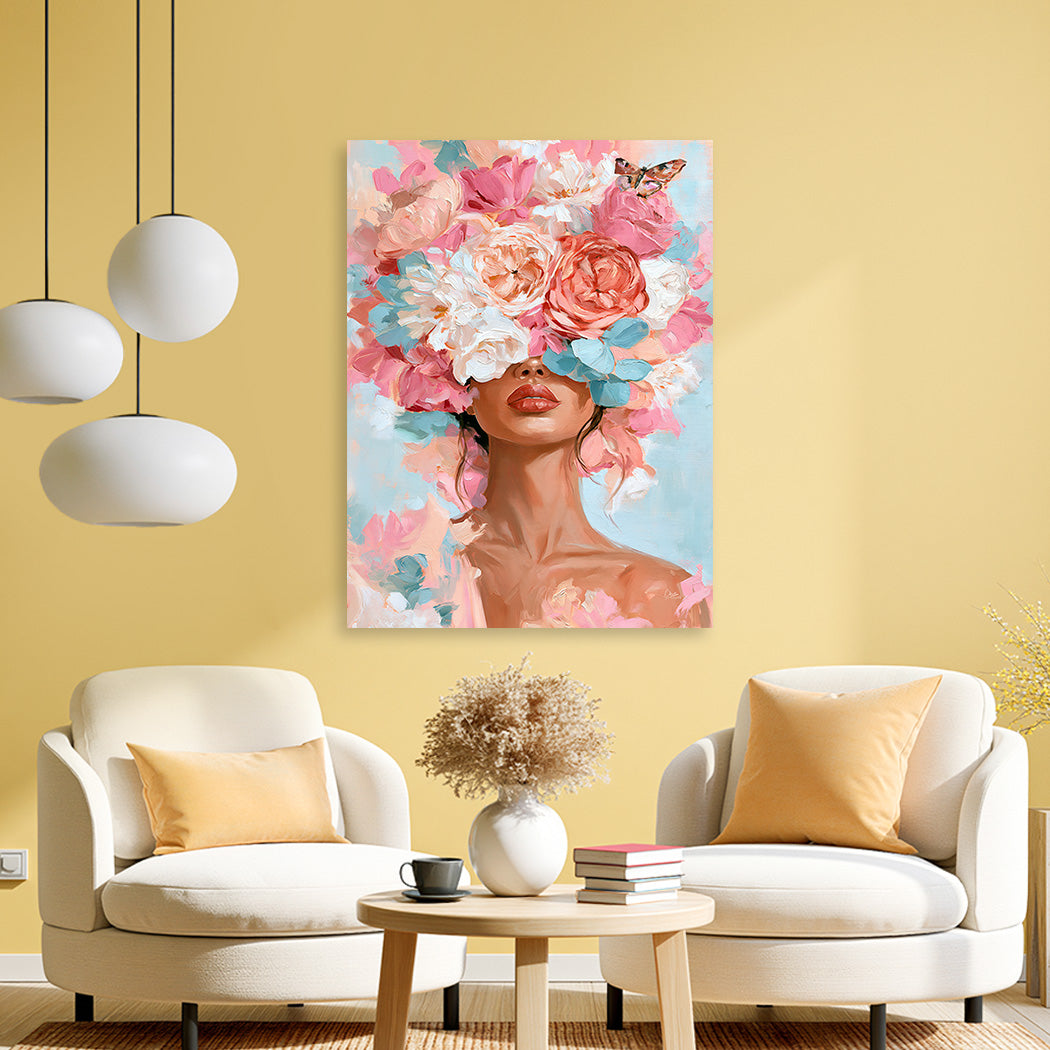 Blumenfrau Rosentraum Wandbild