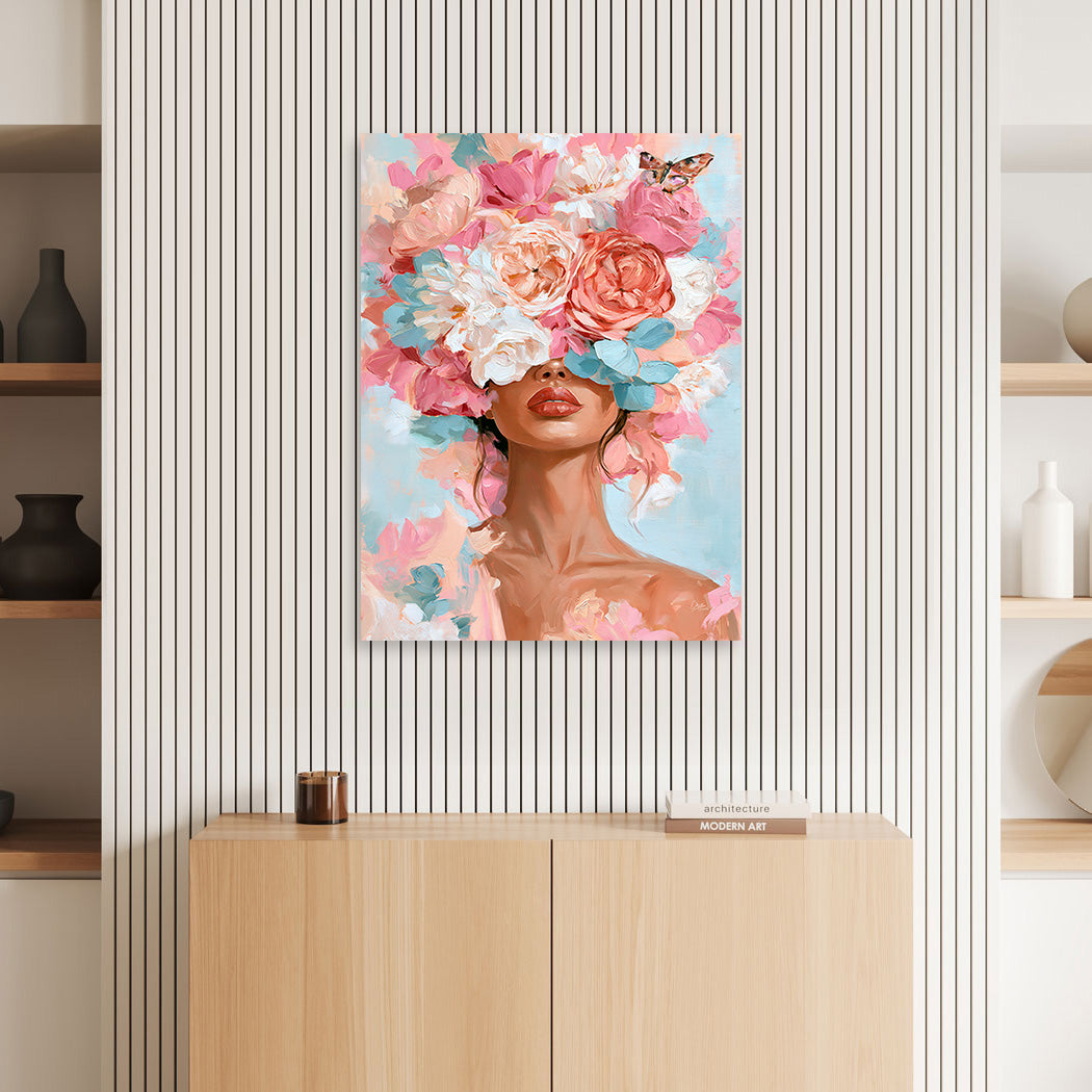 Blumenfrau Rosentraum Wandbild