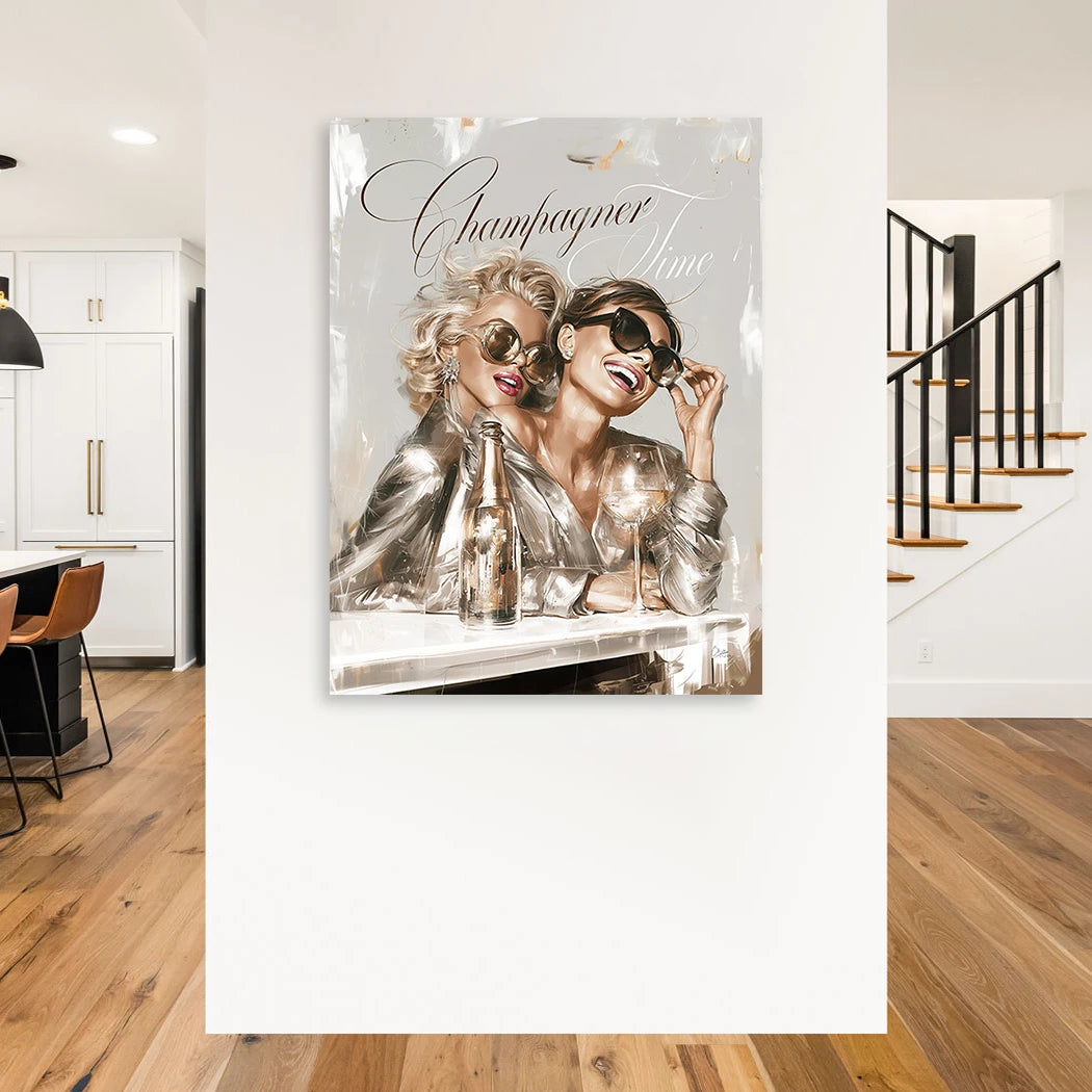 Audrey Hepburn und Marilyn Monroe Champagner Wandbild