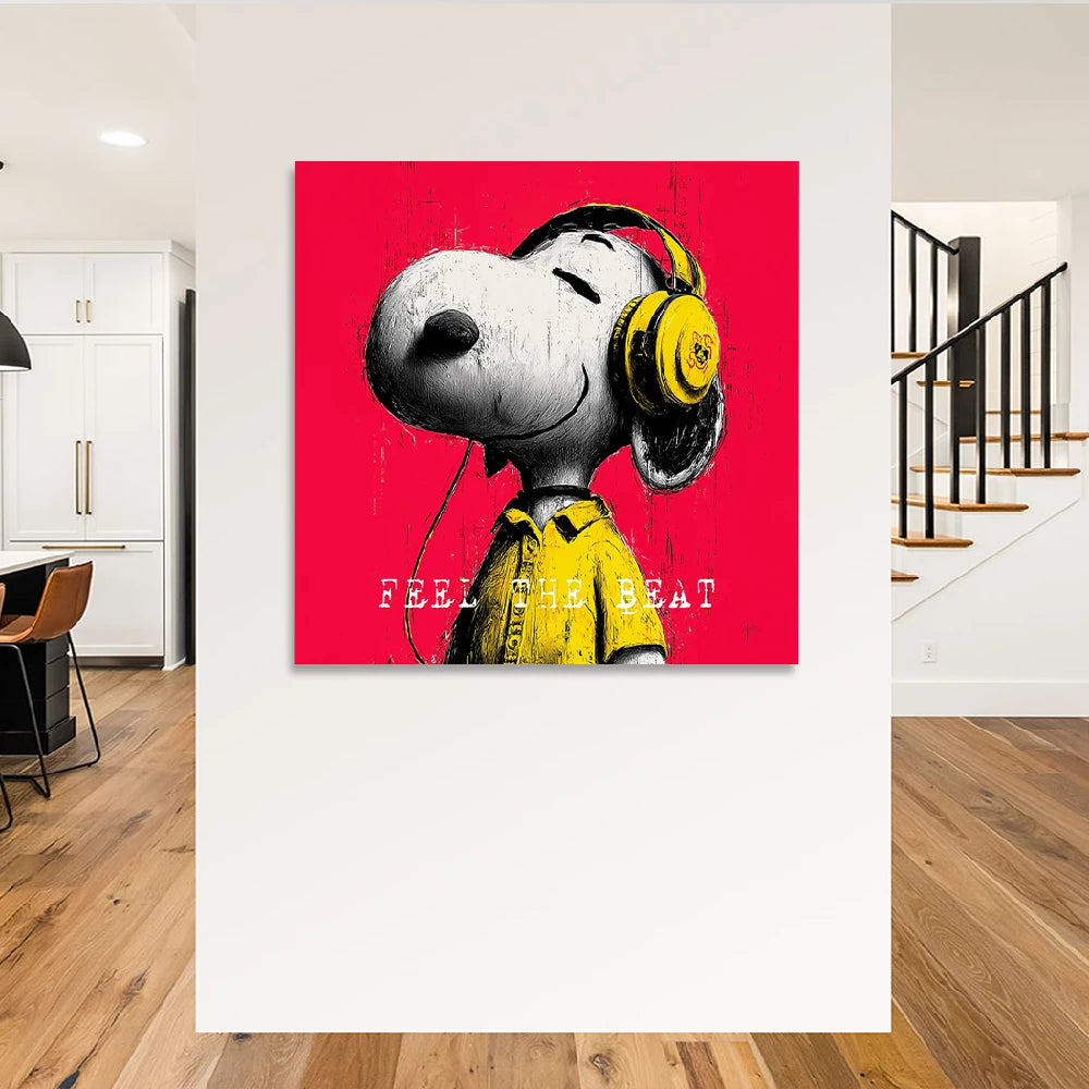 Snoopy Feel The Beat Wandbild