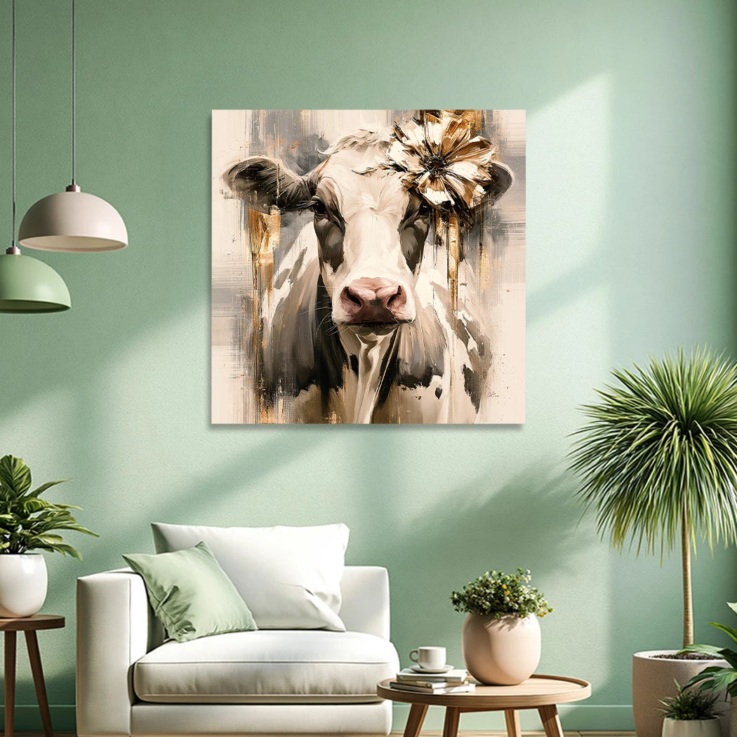 Kuh Blumenpoesie Wandbild