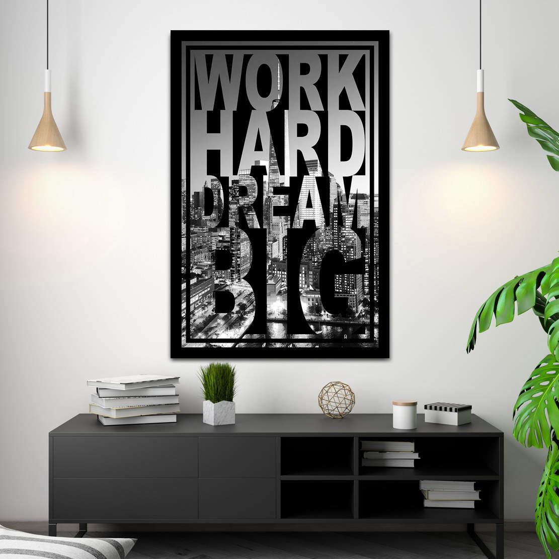 Wandbild Leinwandbild Work Hard Black and White Motivationsbild