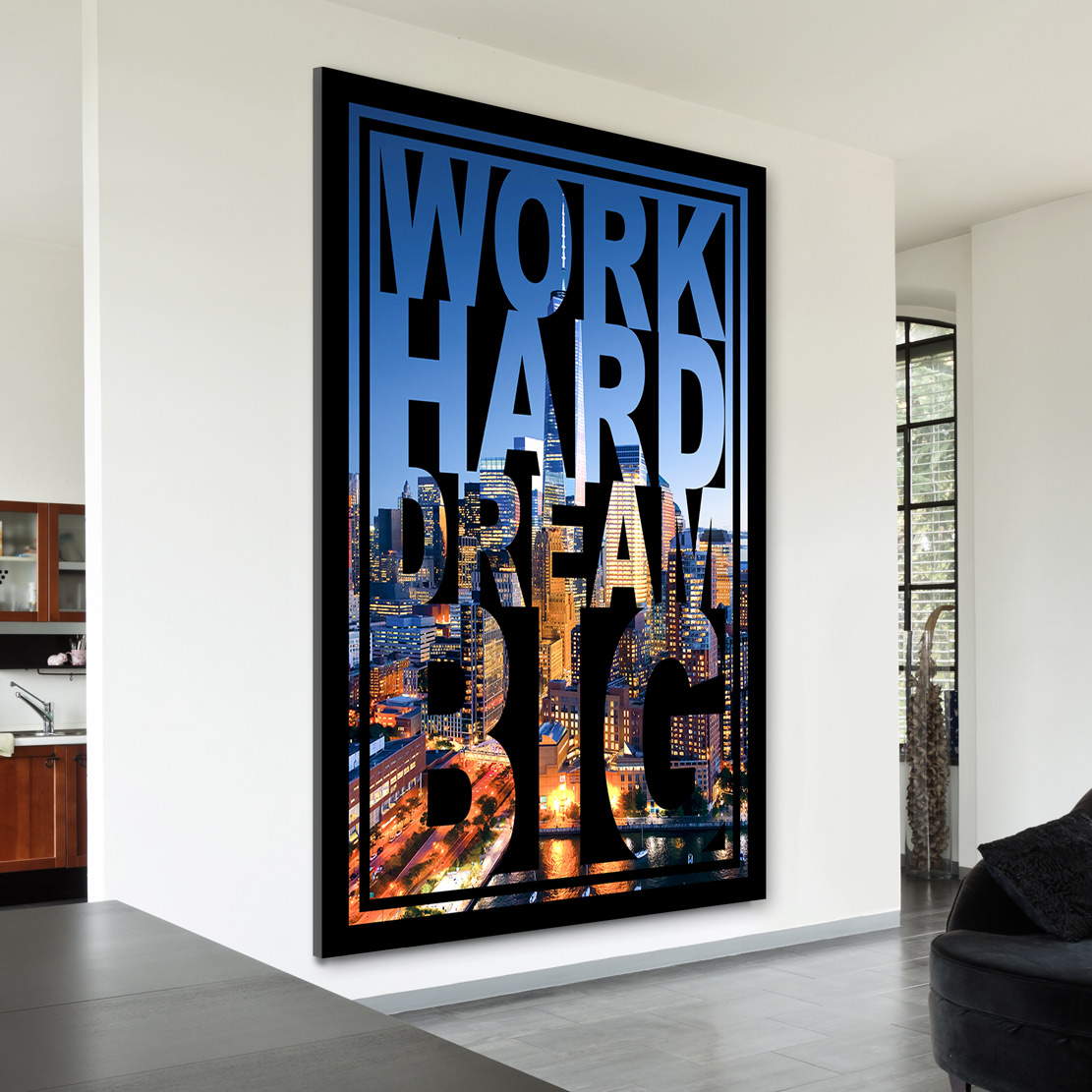 Wandbild Leinwandbild Work Hard Sunset Motivationsbild