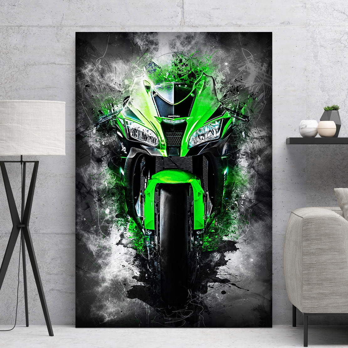 Wandbild Kawasaki ZX10 Green Style