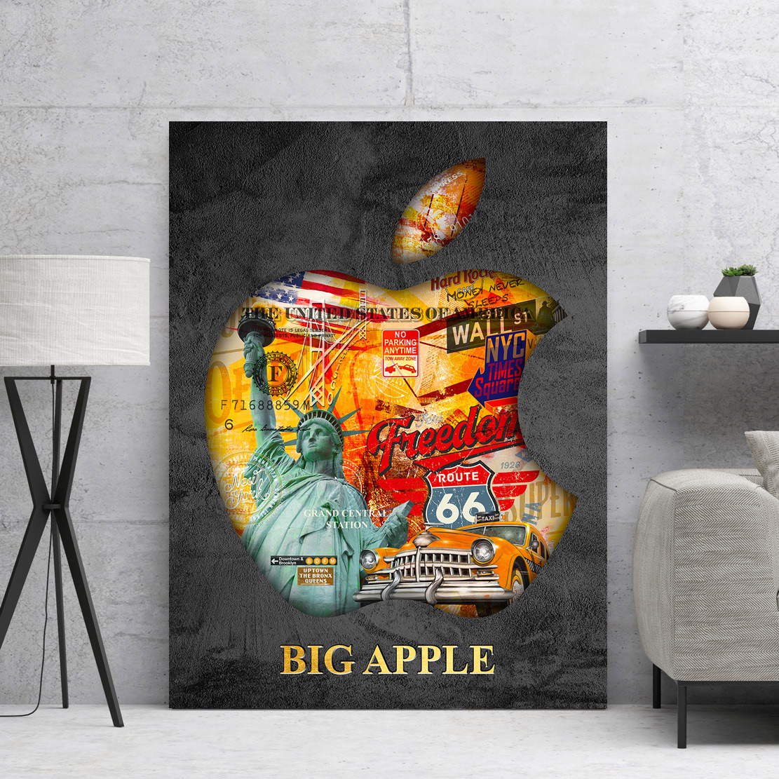 Wandbild Leinwandbild New York Big Apple Grey Pop Art