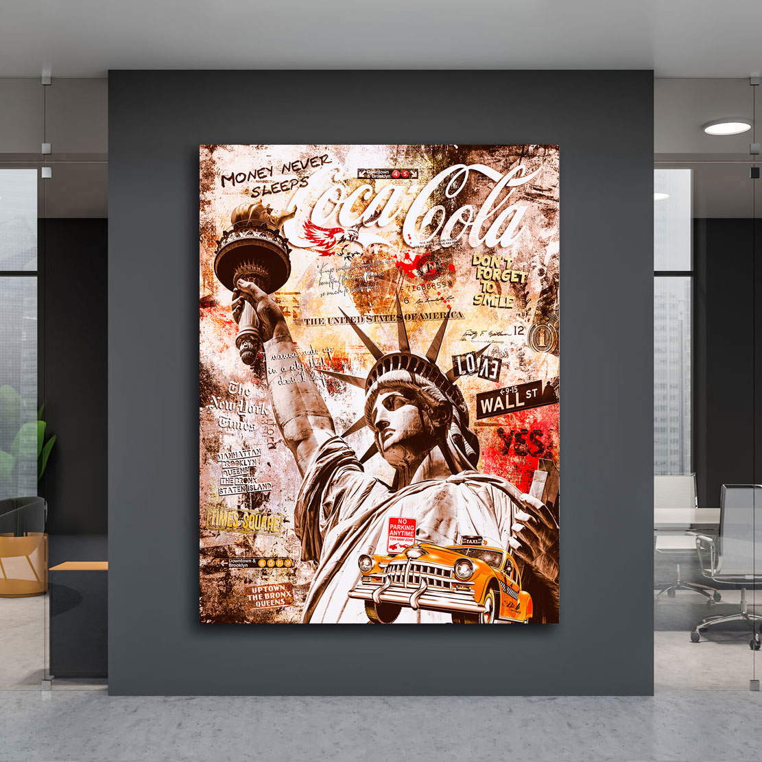 Wandbild Leinwandbild New York Liberty Pop Art Vintage Style