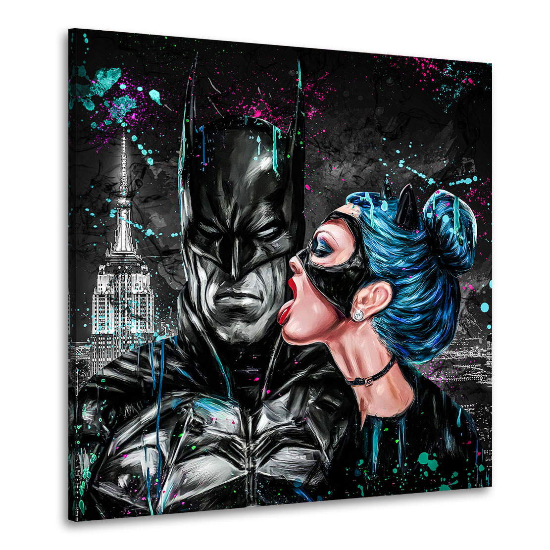 Leinwandbild Batman u. Catwoman Abstrakt