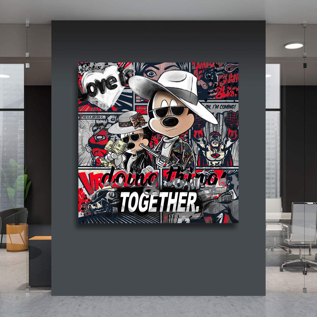 Leinwandbild Micky & Minnie Maus als Bonnie & Clyde - Do it Together