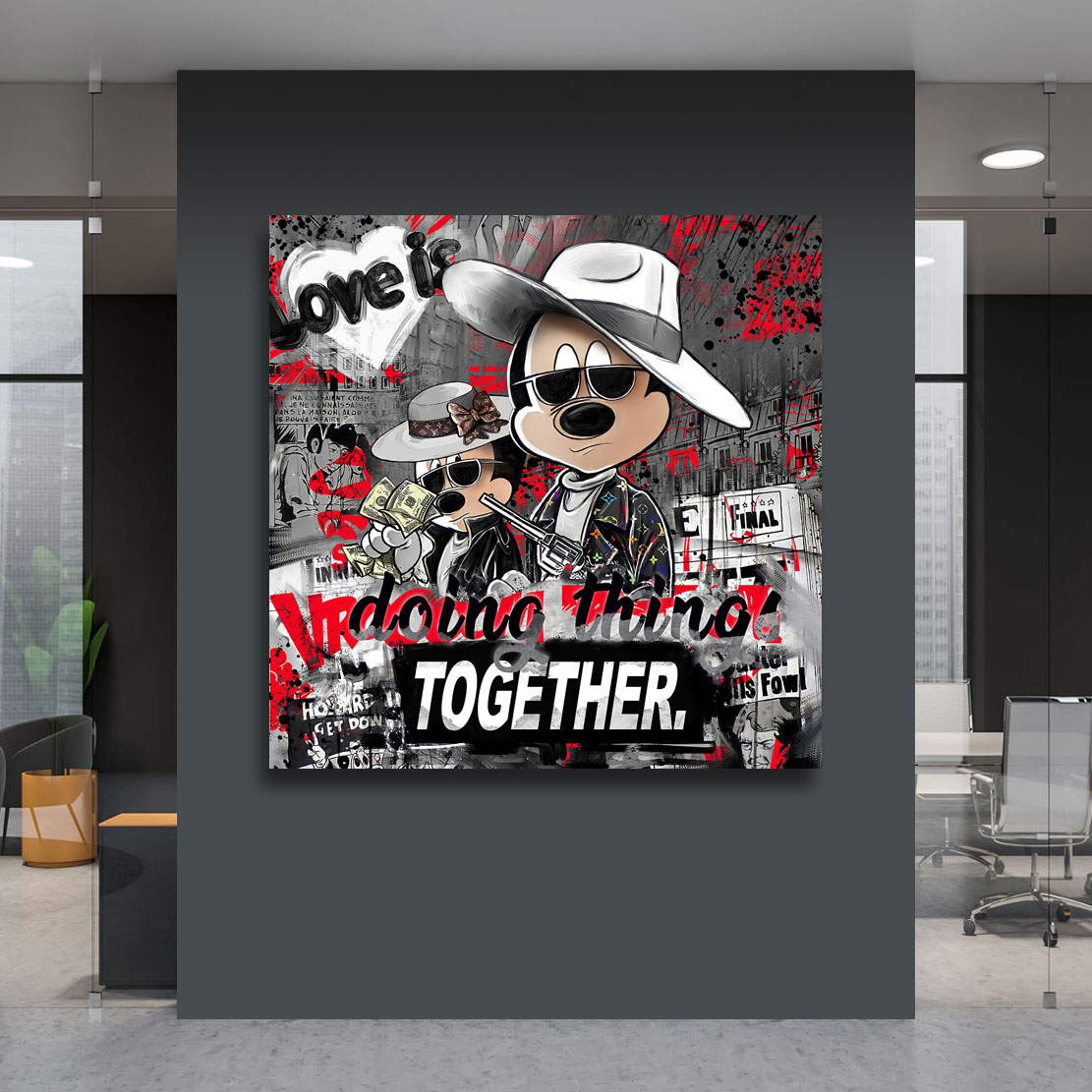 Leinwandbild Bonnie & Clyde Micky Maus Pop Art Style