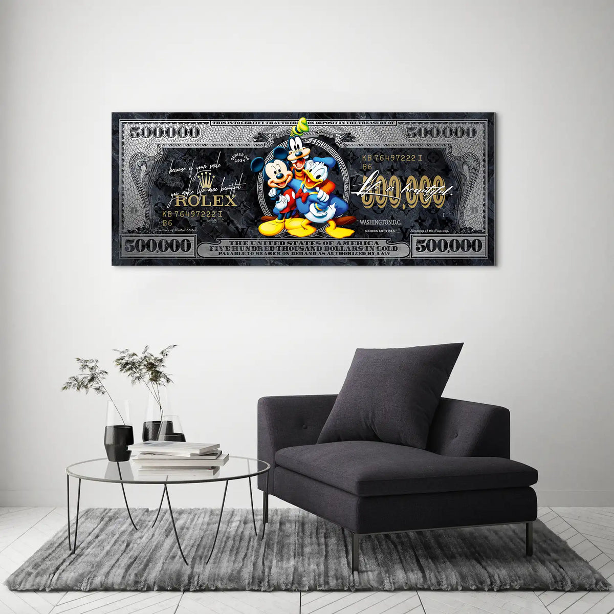 Leinwandbild Micky & Co. Pop Art Dollar Silver