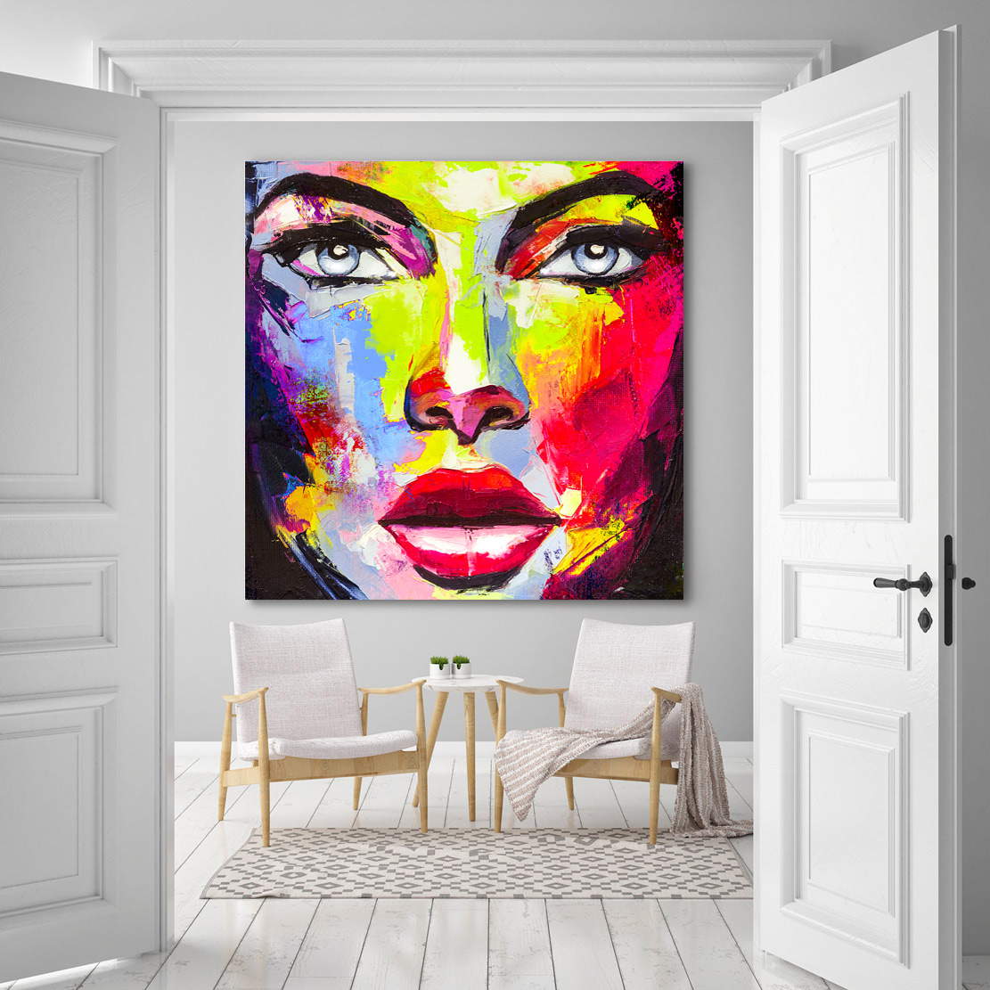 Wandbild Leinwandbild Abstrakt Sensual Face Color