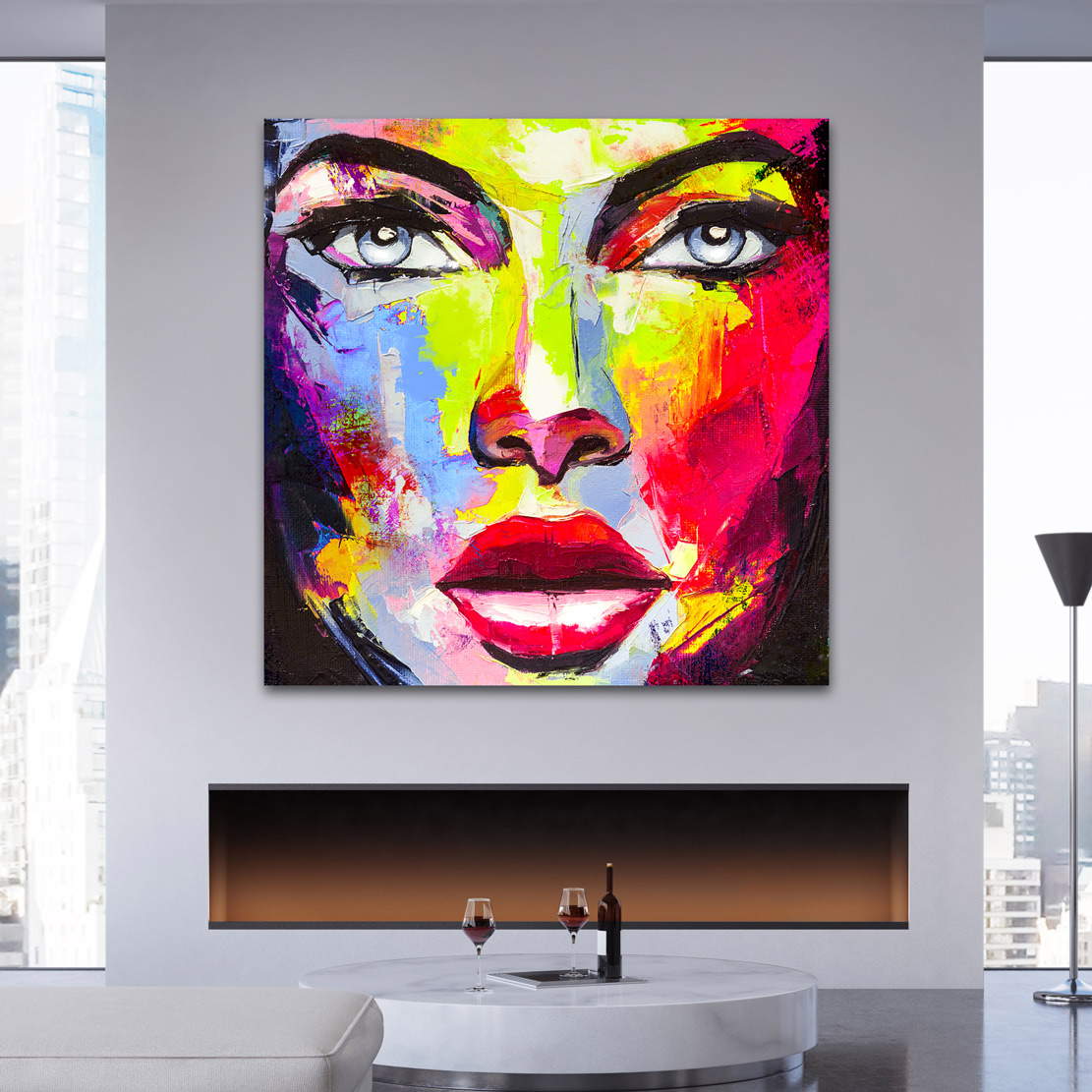 Wandbild Leinwandbild Abstrakt Sensual Face Color