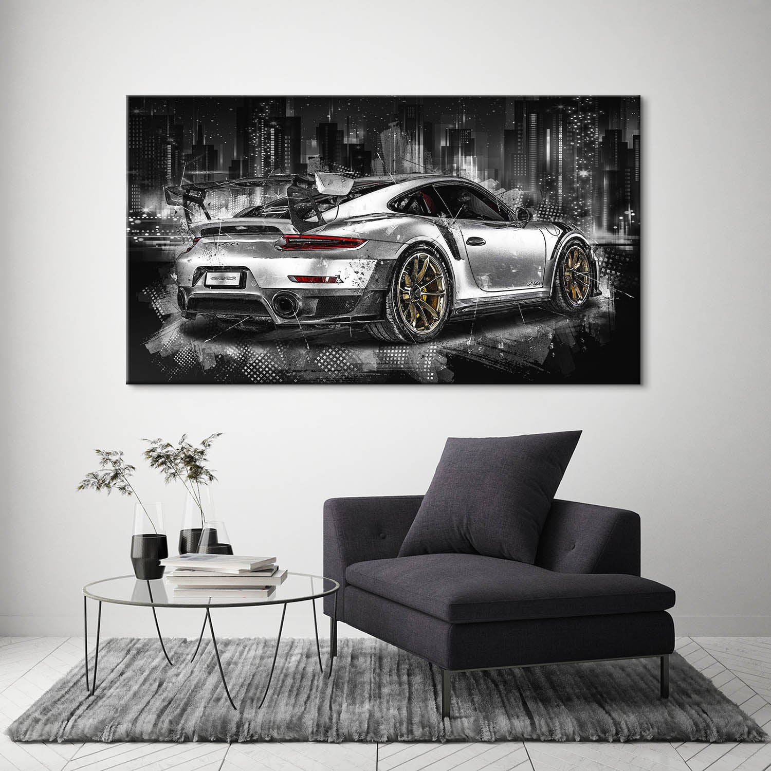 Auto Wandbild Leinwandbild Porsche GT2 RS Abstrakt Style