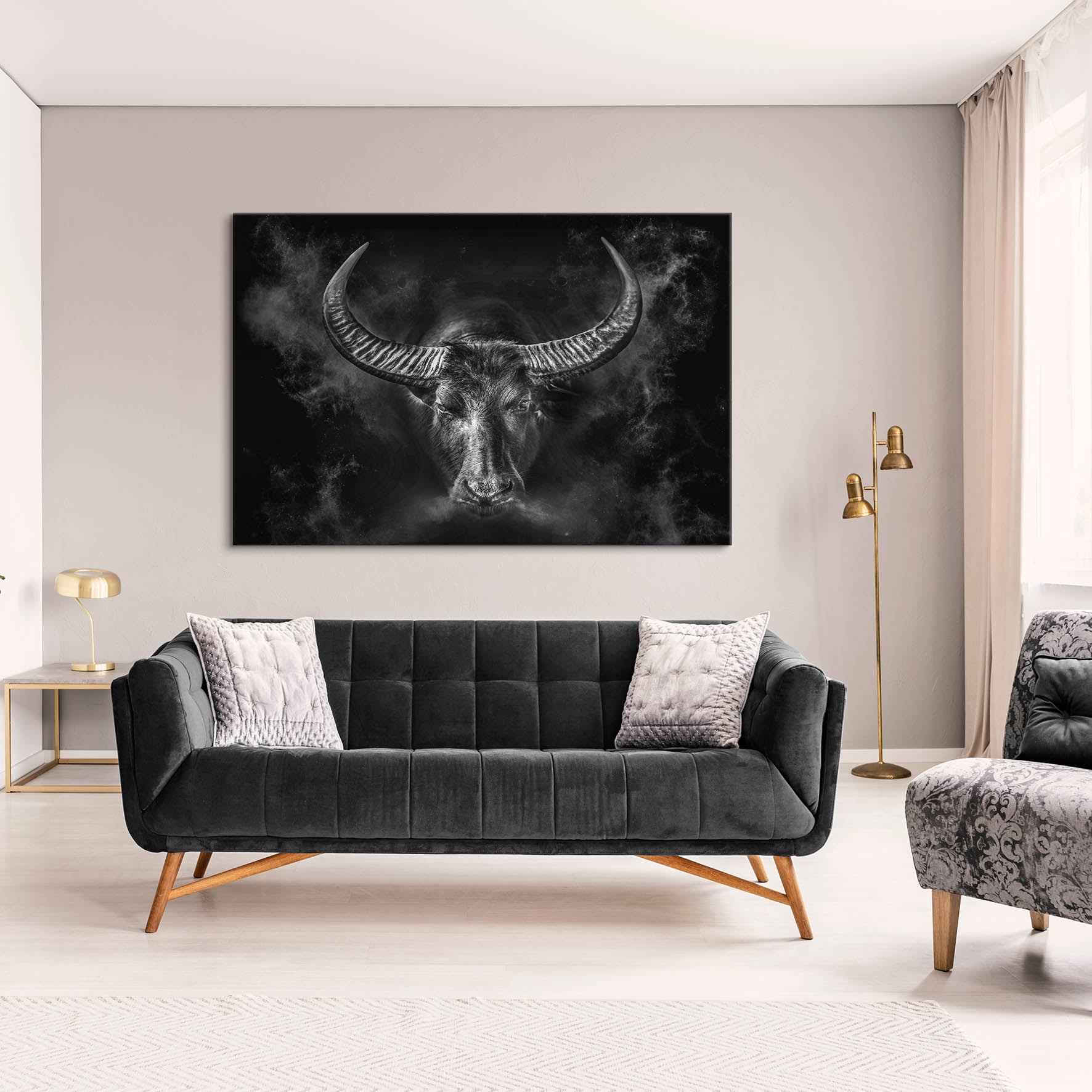 Wandbild Leinwandbild Stier Dark Style