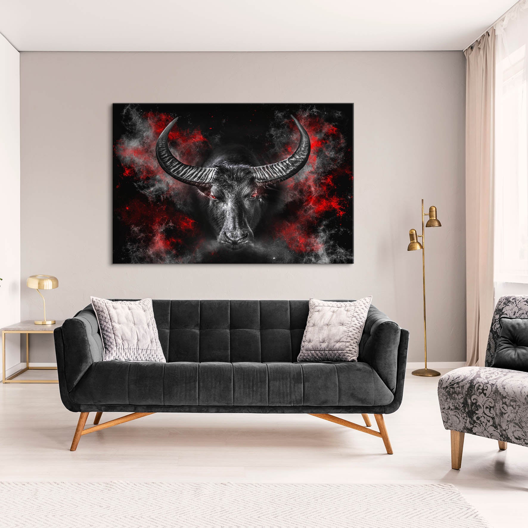 Wandbild Leinwandbild Stier Devil Style