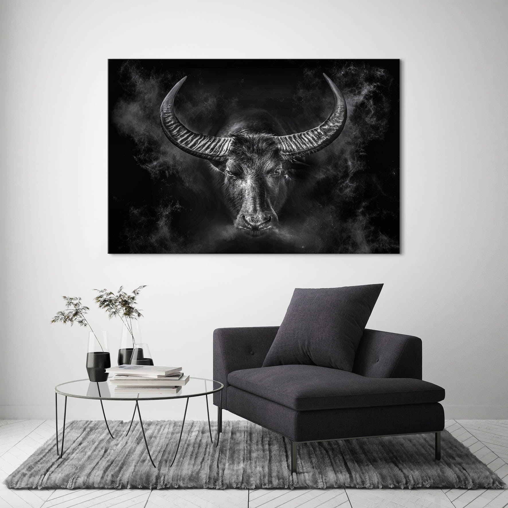 Wandbild Leinwandbild Stier Dark Style