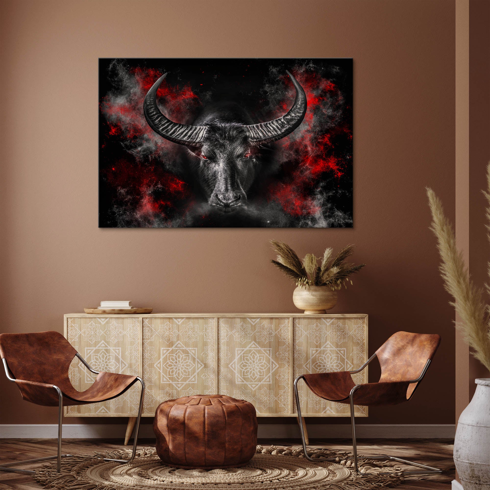 Wandbild Leinwandbild Stier Devil Style