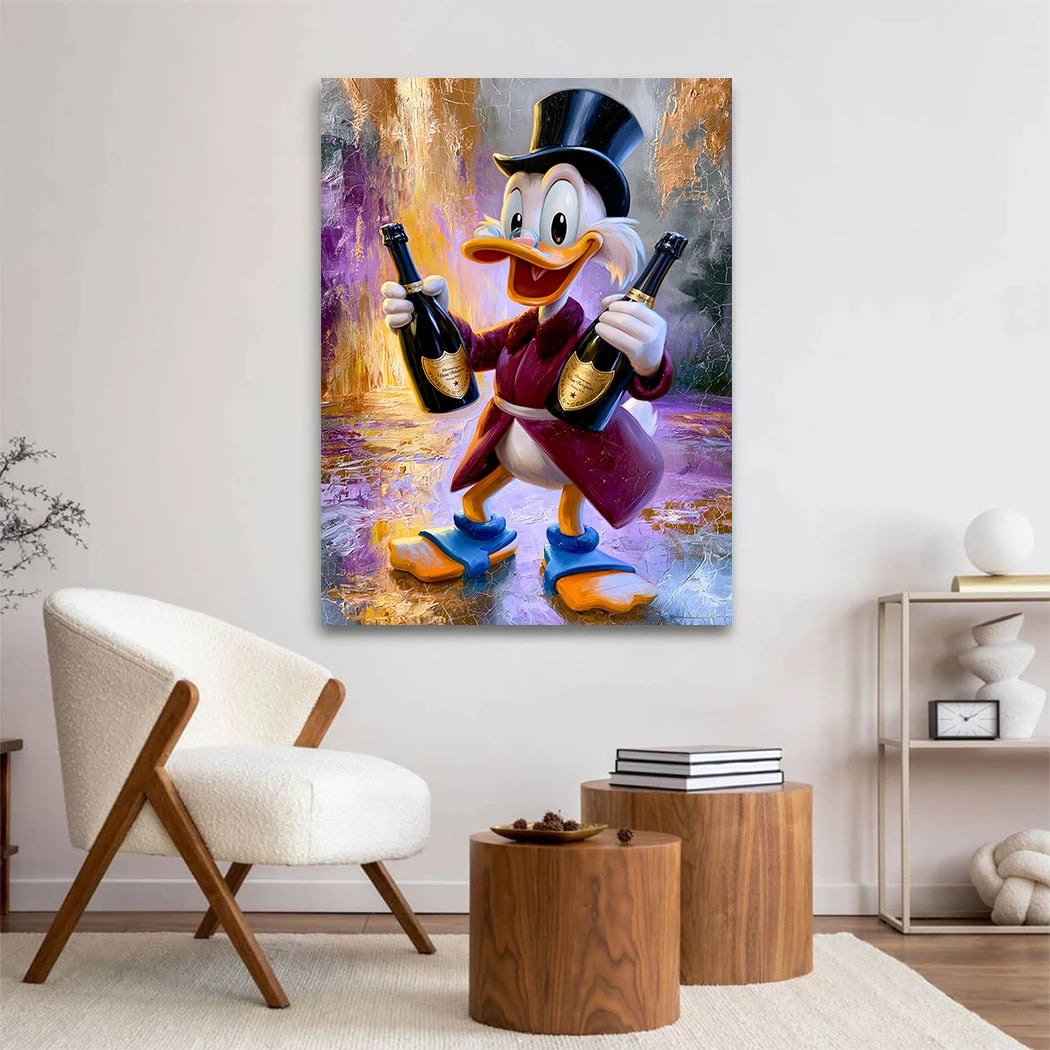 Dagobert Duck Champagnerlaune Wandbild