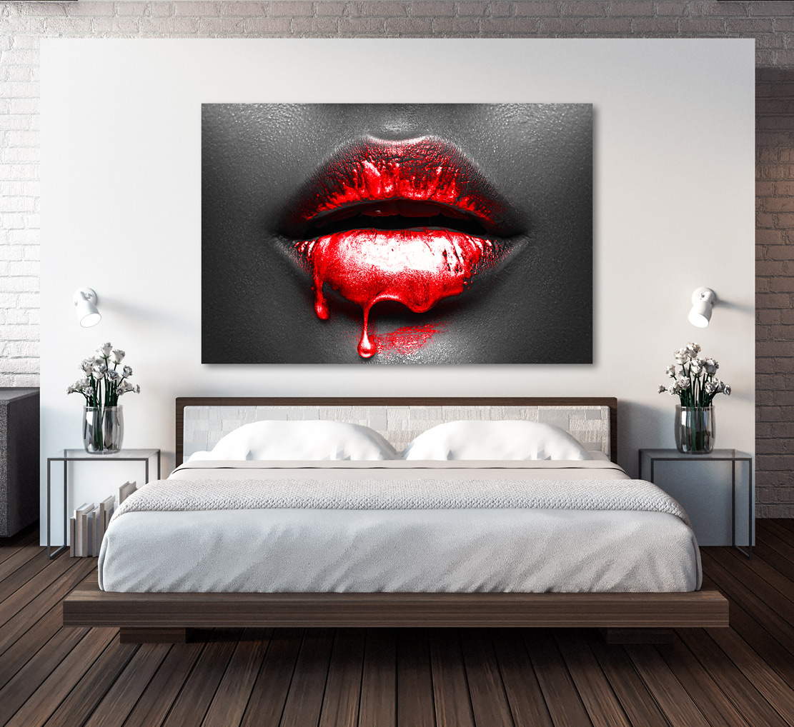 Wandbild Leinwandbild Erotische Lippen Red Lips