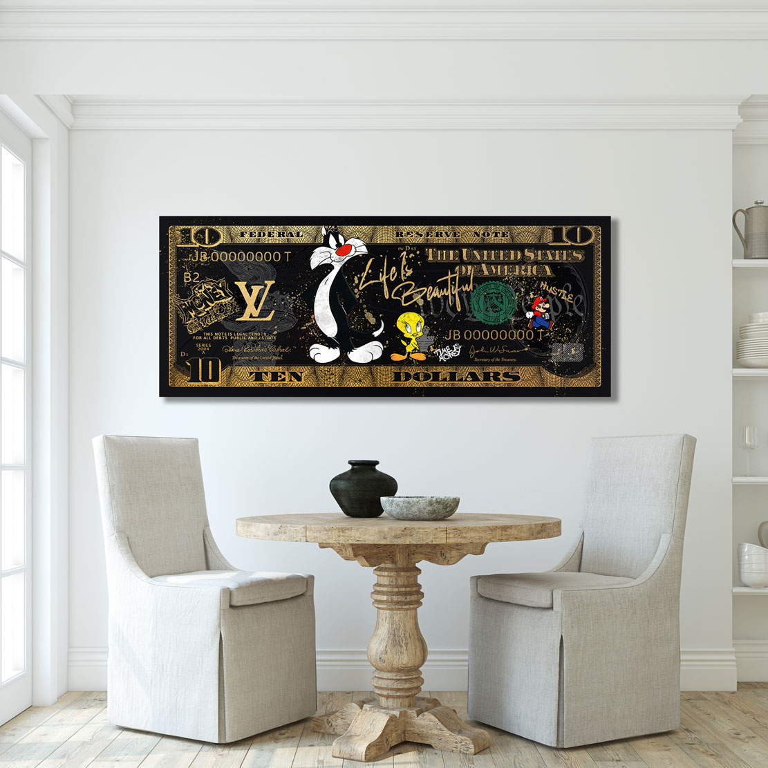 Leinwandbild Pop Art Zehn Dollar Comic Modern Style