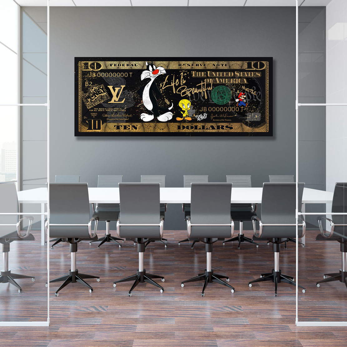 Leinwandbild Pop Art Zehn Dollar Comic Modern Style