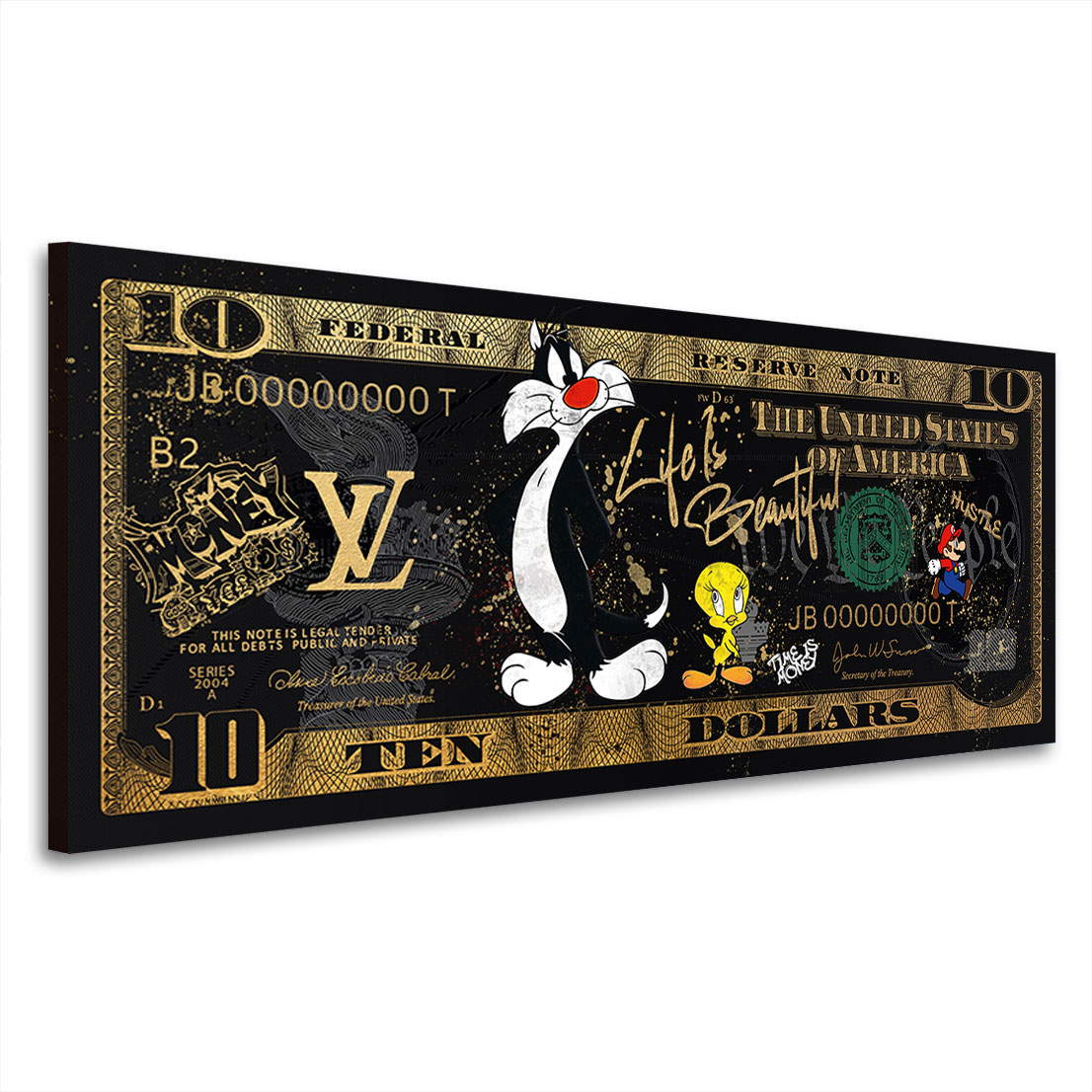 Leinwandbild Pop Art Zehn Dollar Comic Modern Style
