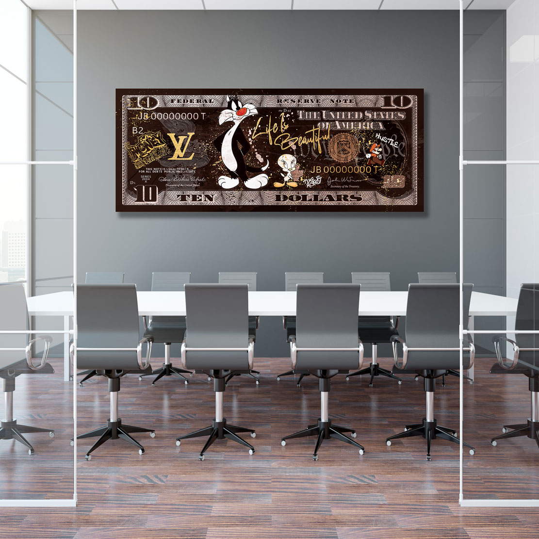 Leinwandbild Pop Art Zehn Dollar Comic Retro Style