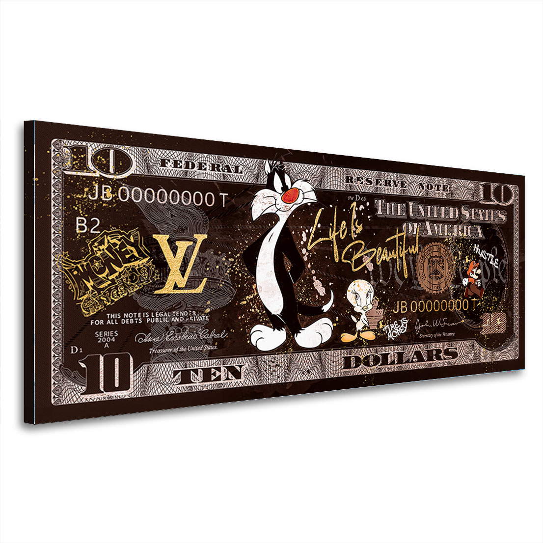 Leinwandbild Pop Art Zehn Dollar Comic Retro Style
