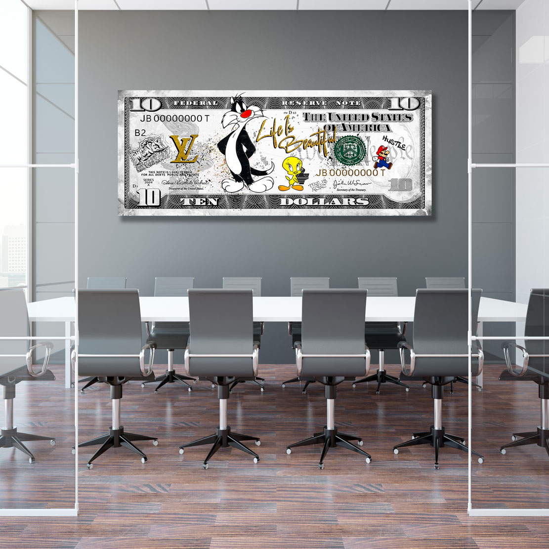 Leinwandbild Pop Art Zehn Dollar Comic