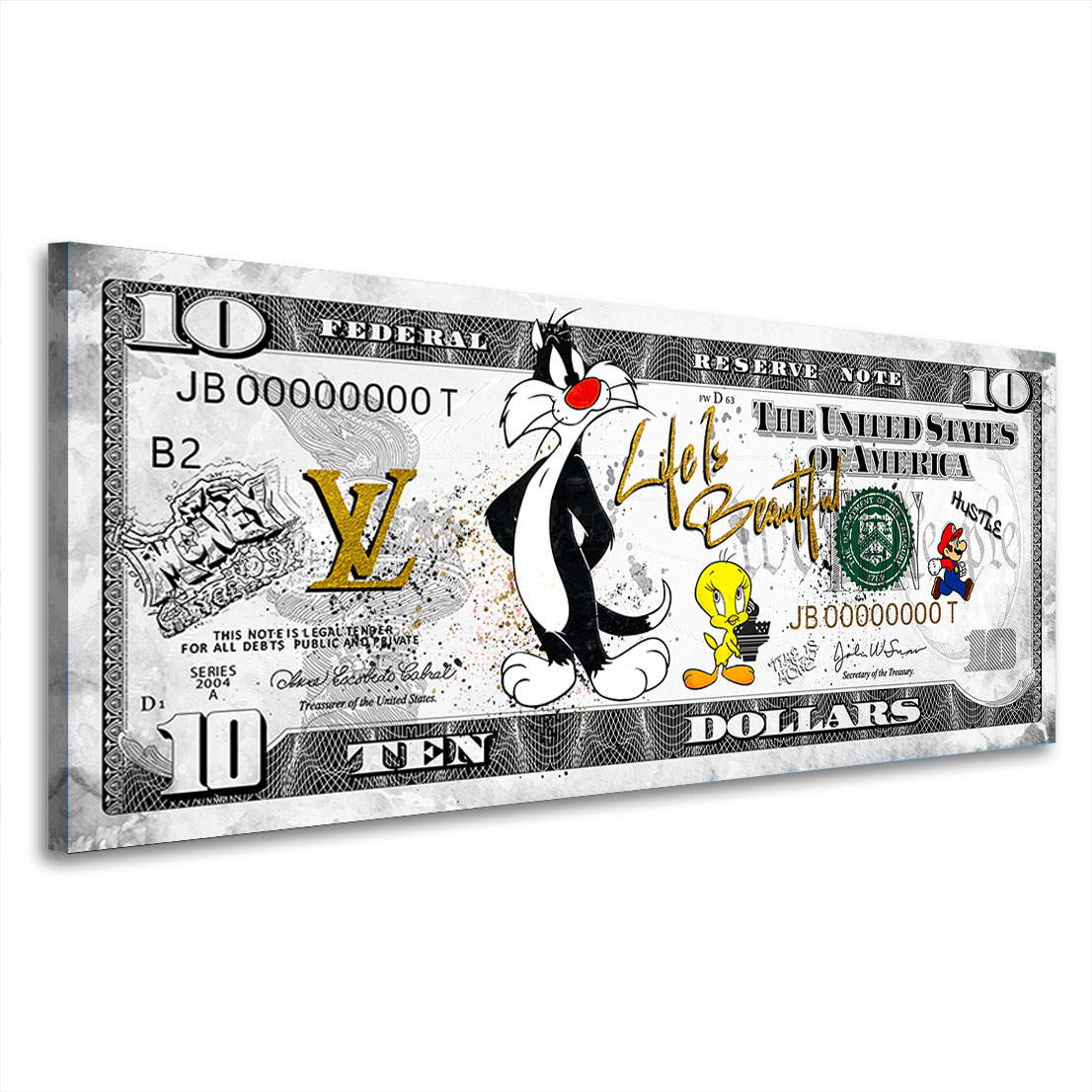 Leinwandbild Pop Art Zehn Dollar Comic