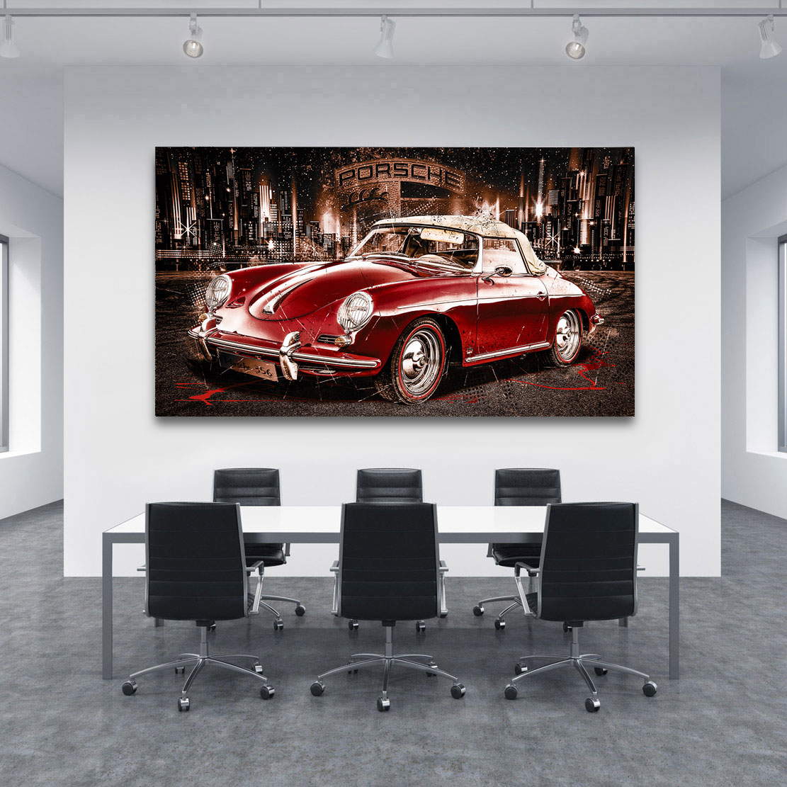 Auto Leinwandbild Porsche 356 Speedster City Retro Style