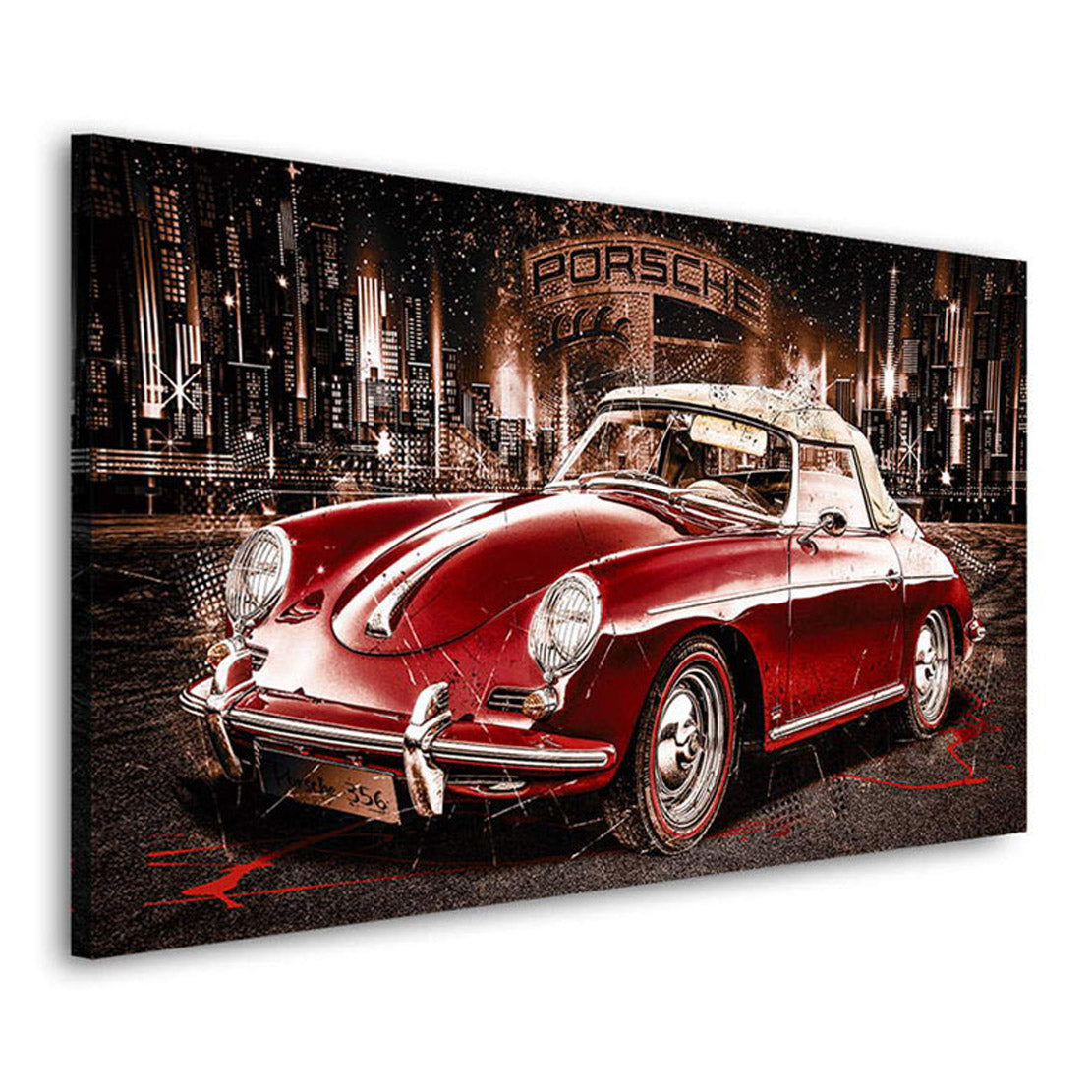 Auto Leinwandbild Porsche 356 Speedster City Retro Style