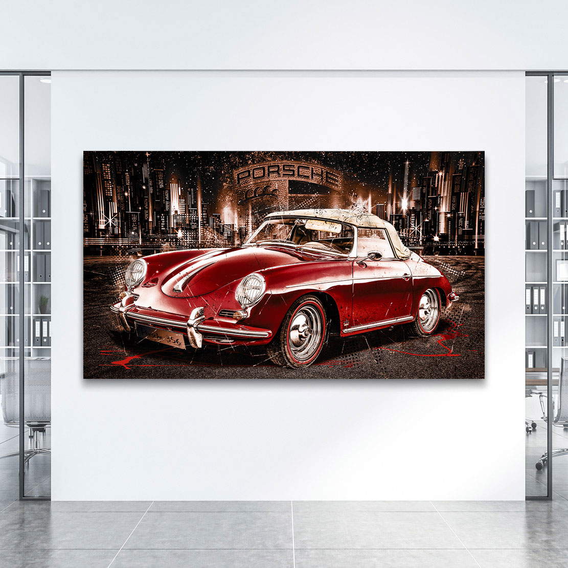 Auto Leinwandbild Porsche 356 Speedster City Retro Style