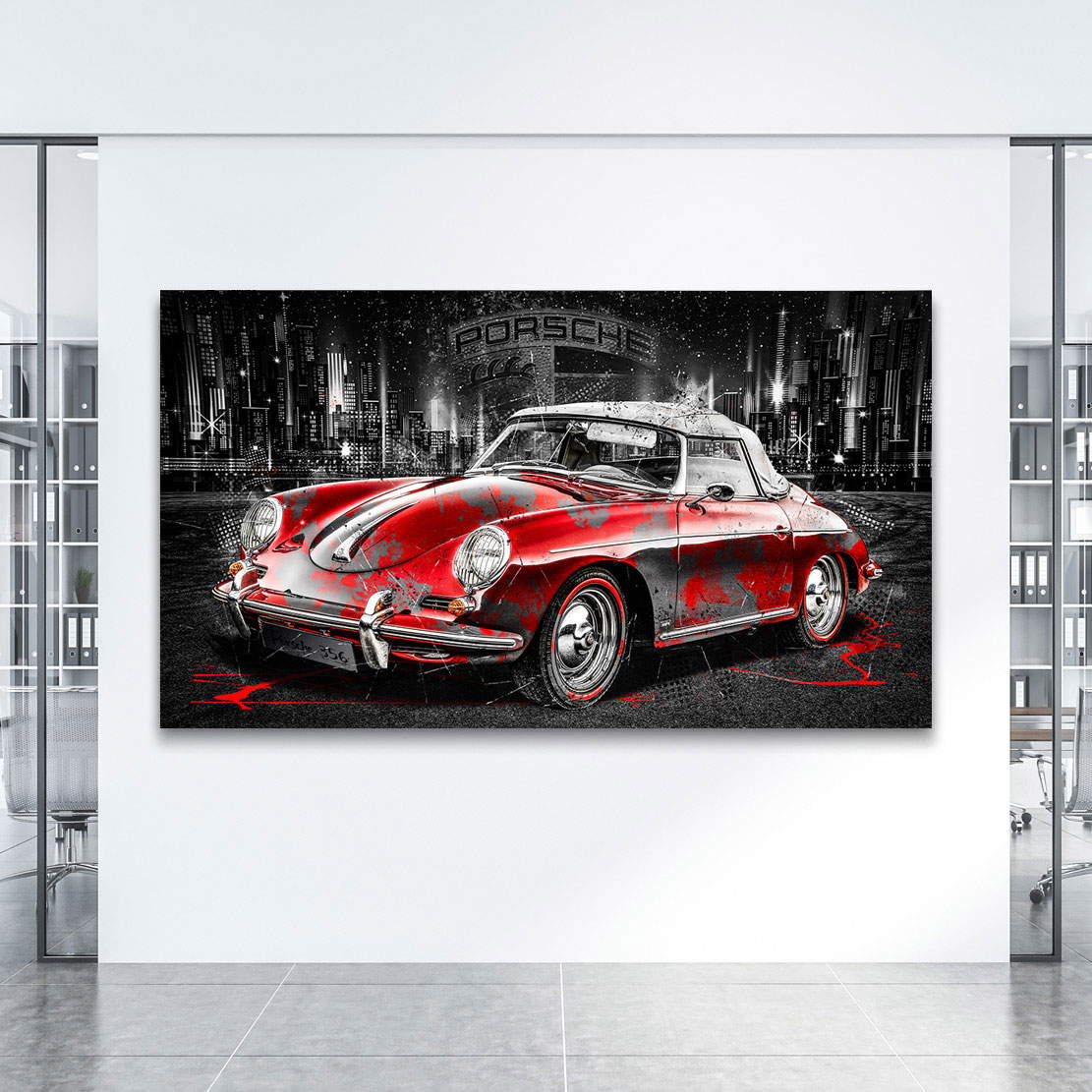 Auto Leinwandbild Porsche 356 Speedster City Style Abstrakt