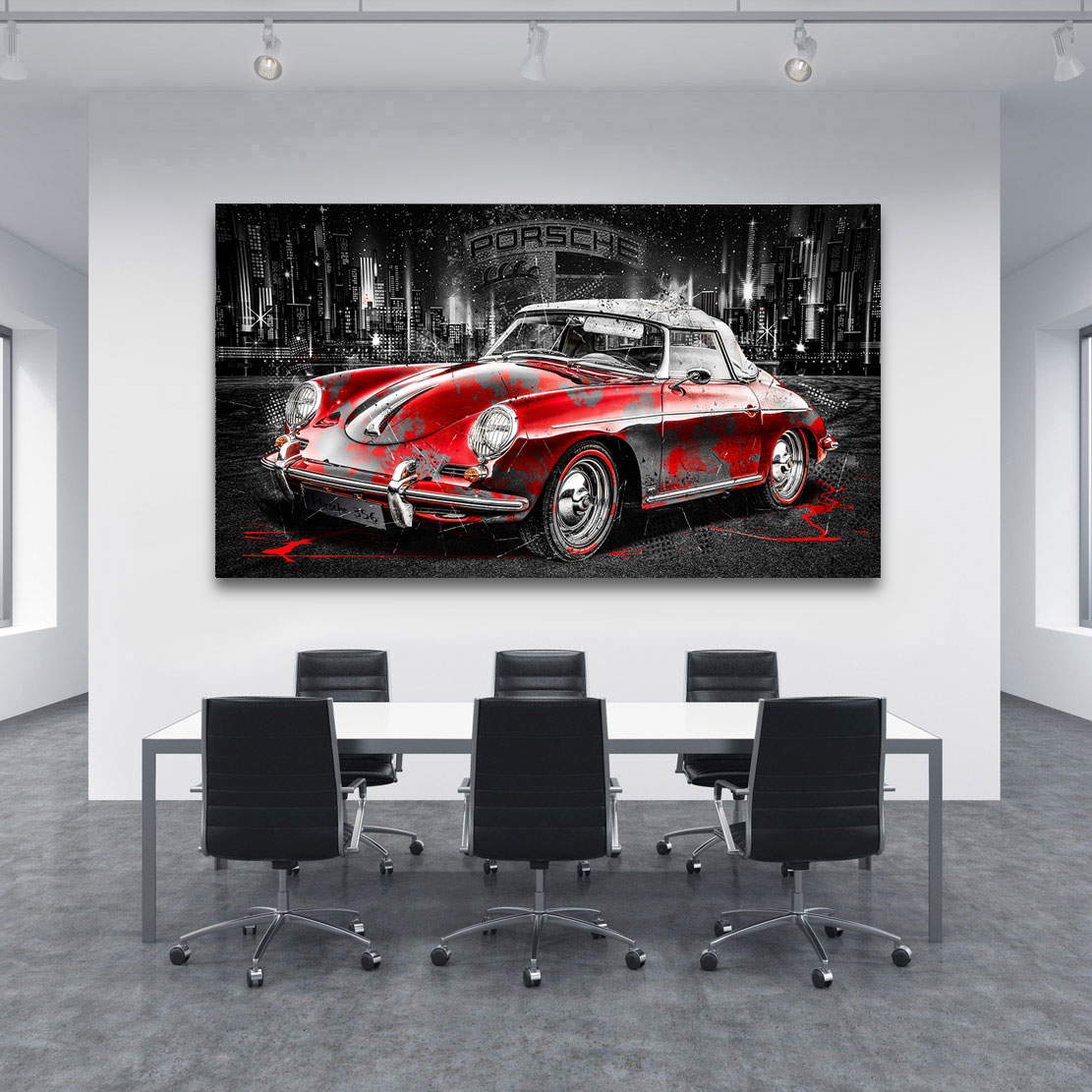 Auto Leinwandbild Porsche 356 Speedster City Style Abstrakt