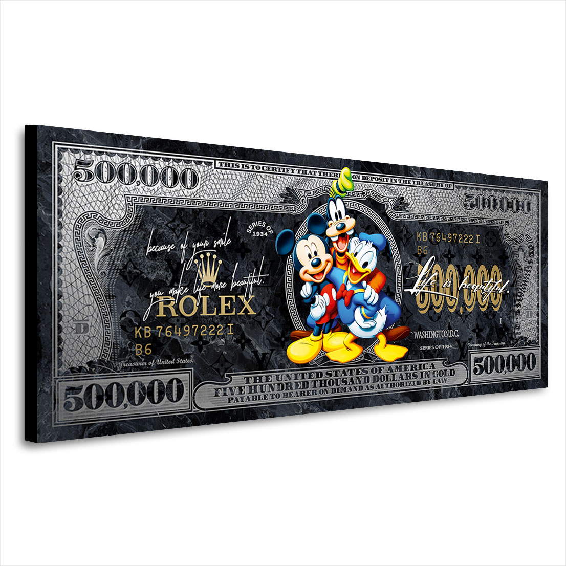 Leinwandbild Micky & Co. Pop Art Dollar Silver