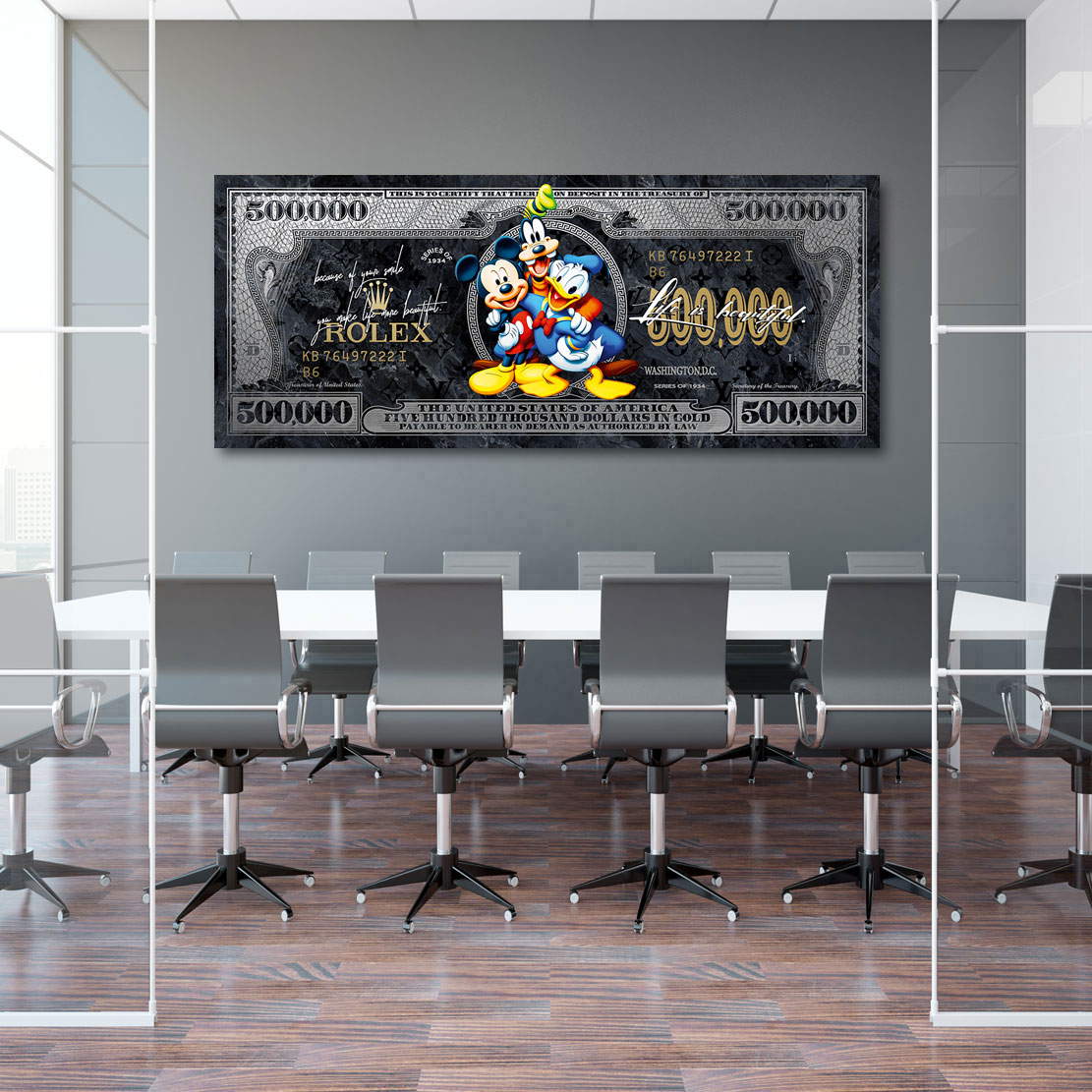Leinwandbild Micky & Co. Pop Art Dollar Silver