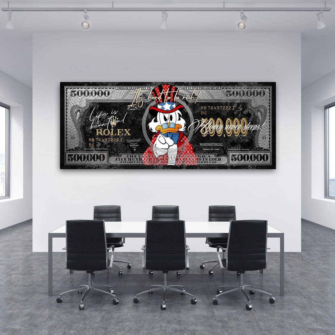 Leinwandbild Dagobert Dollar Its Hard To Be Rich Pop Art Style