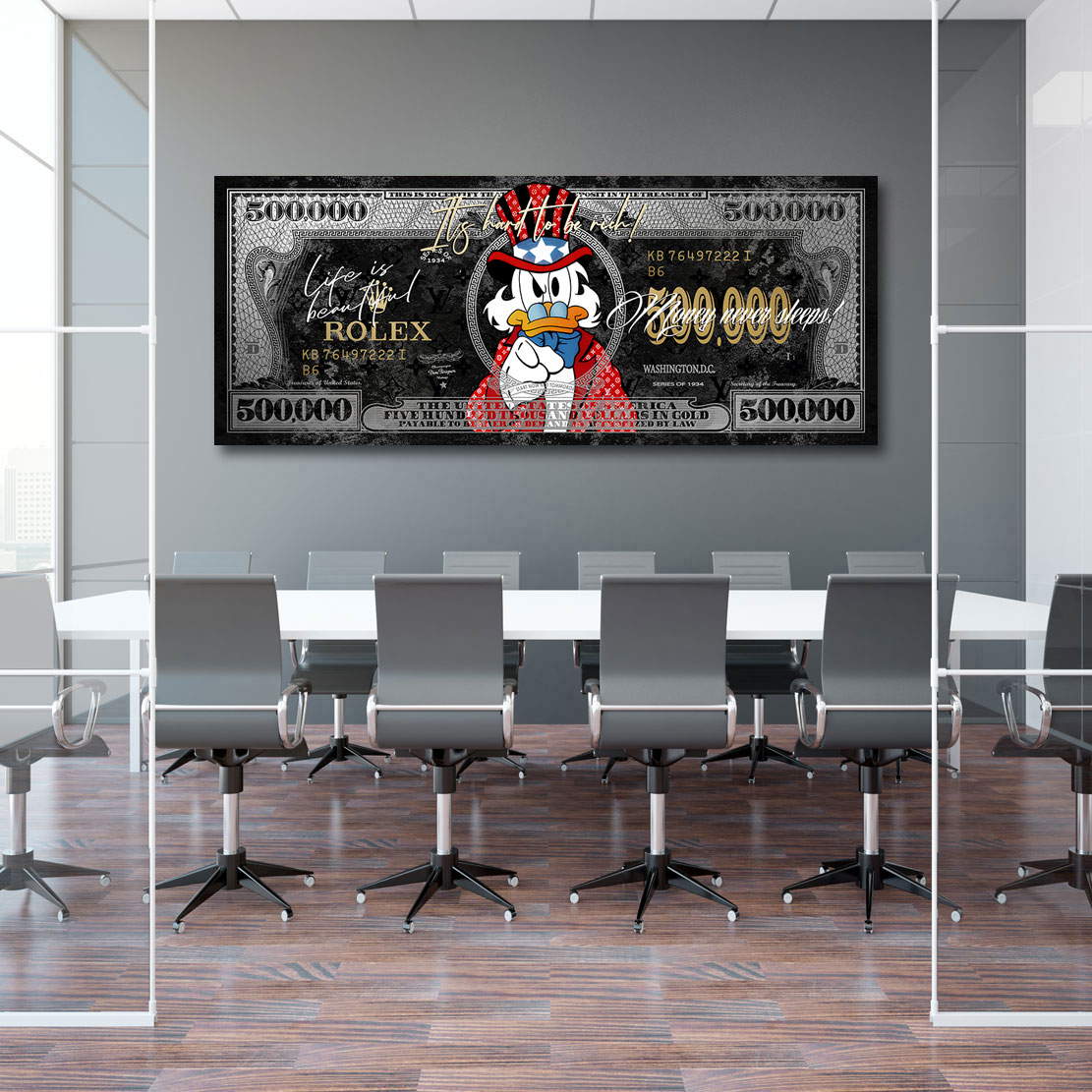 Leinwandbild Dagobert Dollar Its Hard To Be Rich Pop Art Style