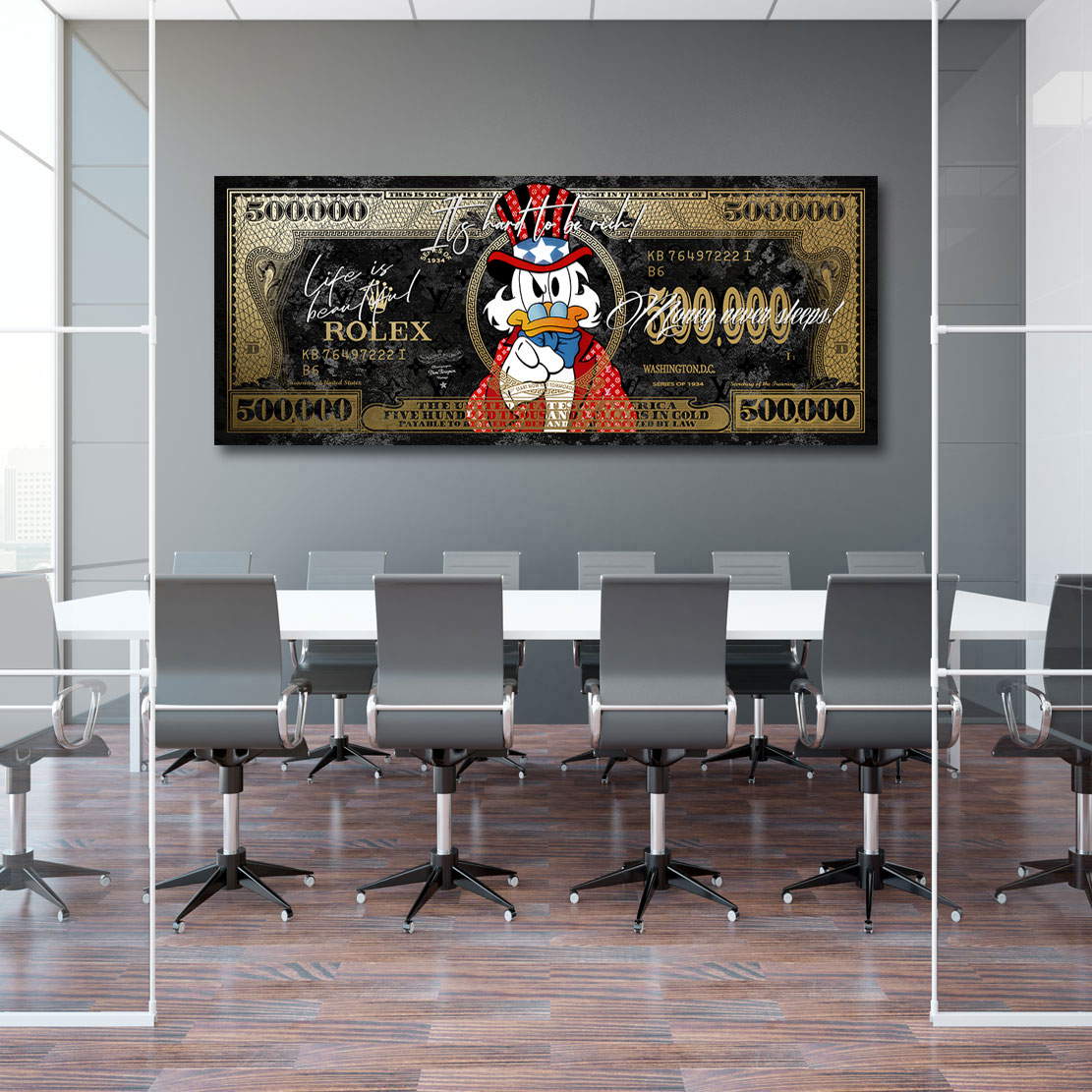 Leinwandbild Dagobert Dollar Its Hard To Be Rich Pop Art Modern