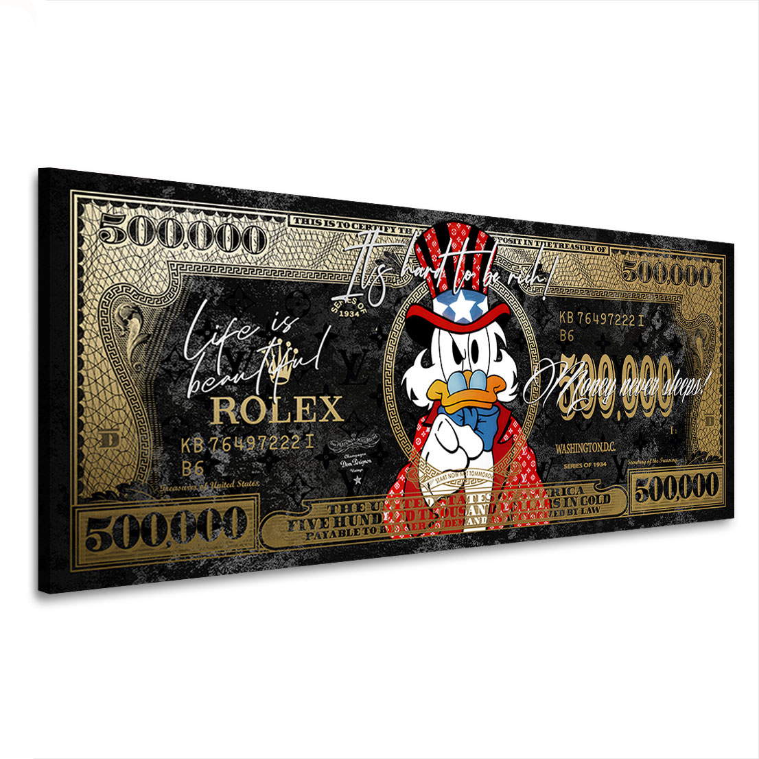 Leinwandbild Dagobert Dollar Its Hard To Be Rich Pop Art Modern