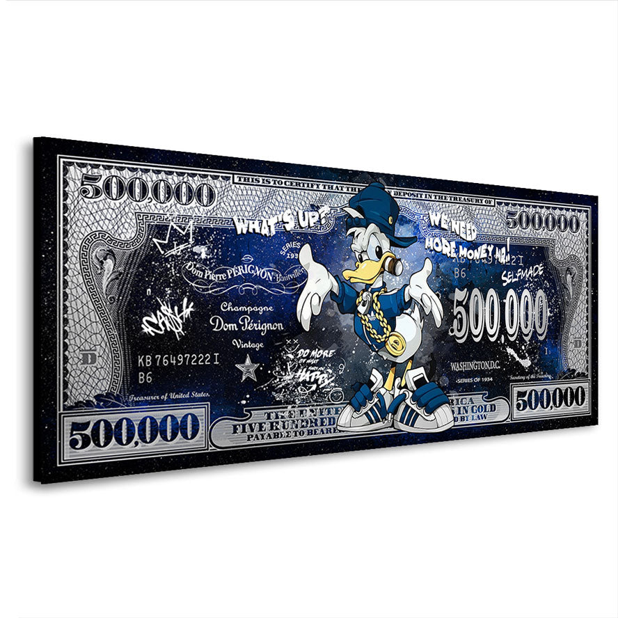 Wandbild Donald Duck Dollar Pop Art Blue Sytle