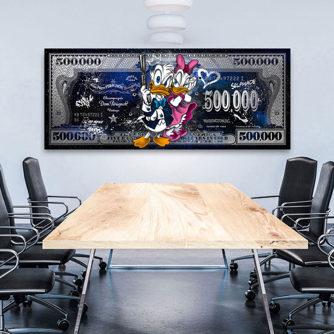 Wandbild Donald & Daisy Duck Dollar Blue Style